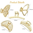 thumbnail image 2 of 2 Pack Large Butterfly Metal Hair Claw Clips Nonslip Big Nonslip Gold Hair Clamps Hair Catch Clip for Women and Thinner Thick Hair Styling Fashion Hair Supplies, 2 of 4