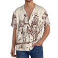thumbnail image 1 of Fotbe Cowboys Riding Horses Camisa Estampada de Manga Corta para Hombre, Casual de Verano, Estilo Playero, Sin Arrugas-X-Large, 1 of 5