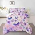 thumbnail image 2 of Purple Butterfly Bedding Queen Size Chic Animals Comforter Set Queen , Pink Blue Floral Duvet Insert Botanical Leaves Quilt Set, Watercolor Flower Bedding Comforters & Sets, 2 of 6