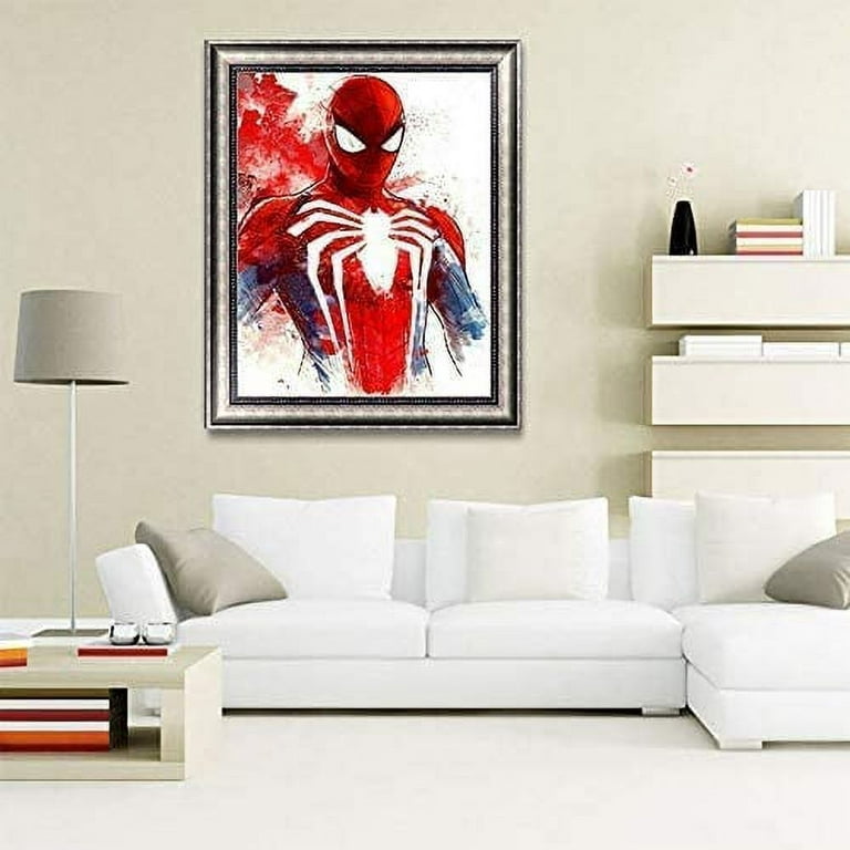 mugmu DIY 5D Spiderman Diamond Painting by Number Kits,Crystal Rhinestone Diamond Embroidery Paintings Pictures Arts Craft for Home Wall Decor (12 x