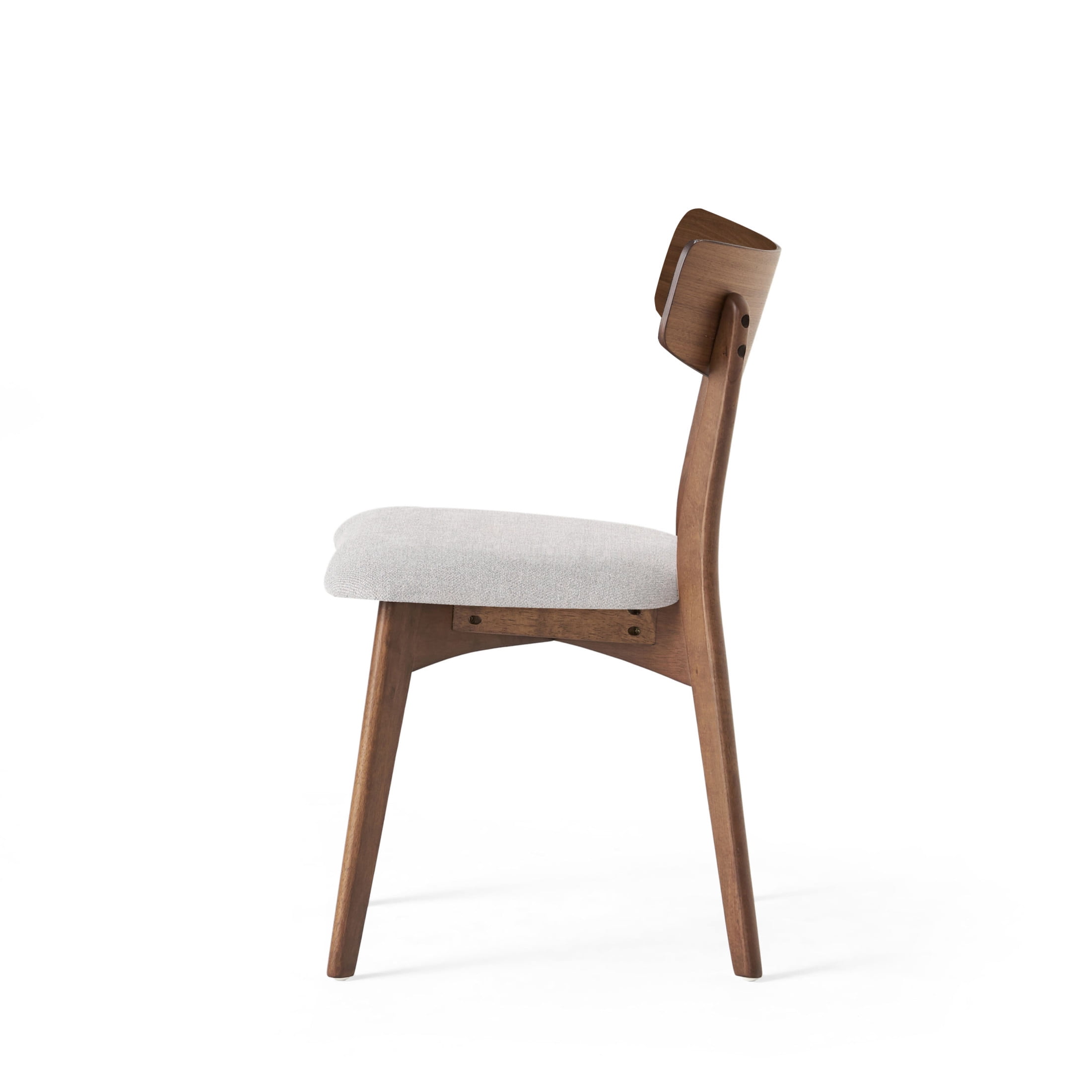 Mid-Century Modern Dining Chairs with Upholstered Seats & Rubberwood Frame, Light Beige, Set of 2