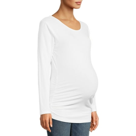

Oh! Mamma Maternity Long Sleeve Side Ruched T-Shirt with Scoop Neck (Women s & Women s Plus)