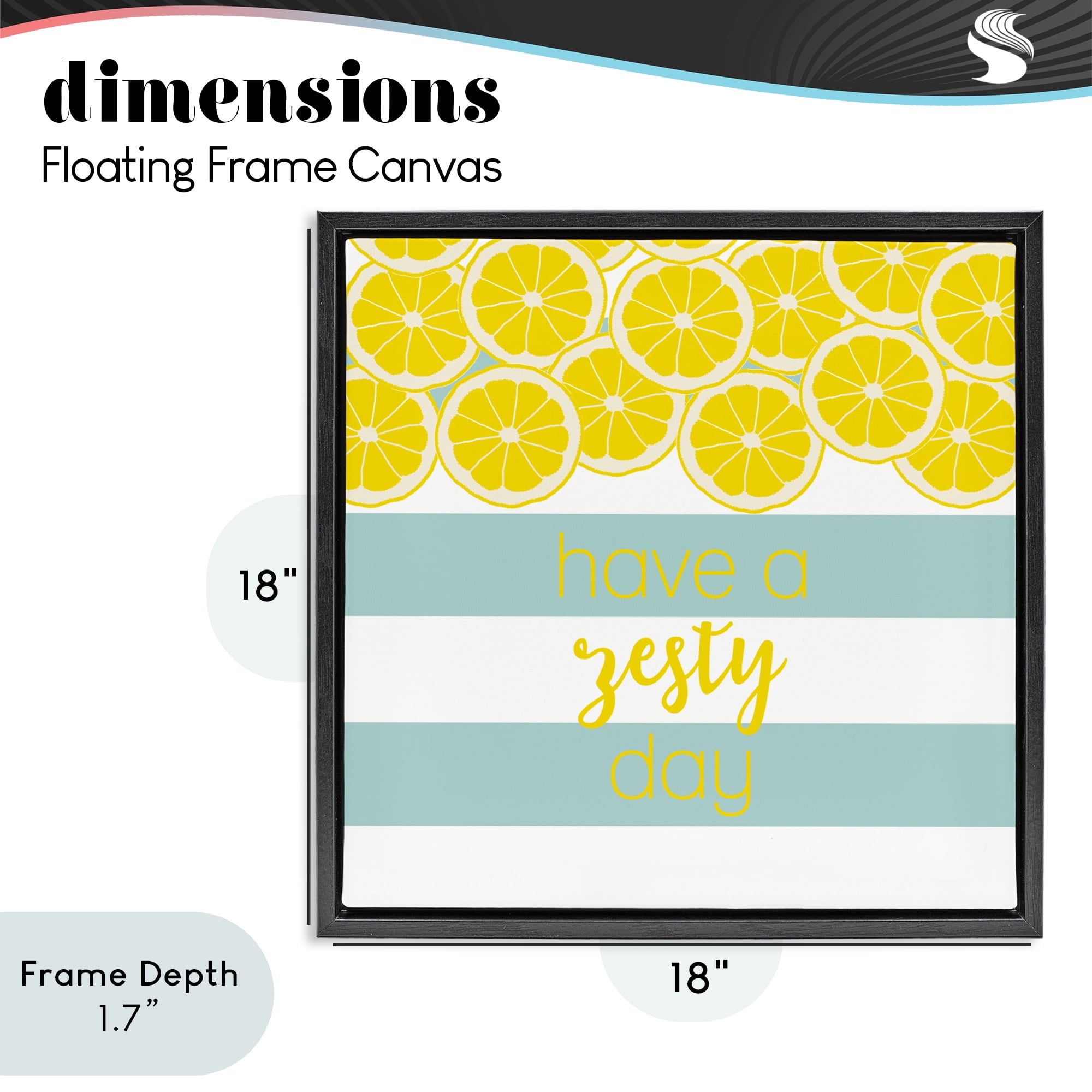 Stupell Industries Zesty Citrus with Stripes Black Framed Floater Canvas Wall Art, design by Anna Quach