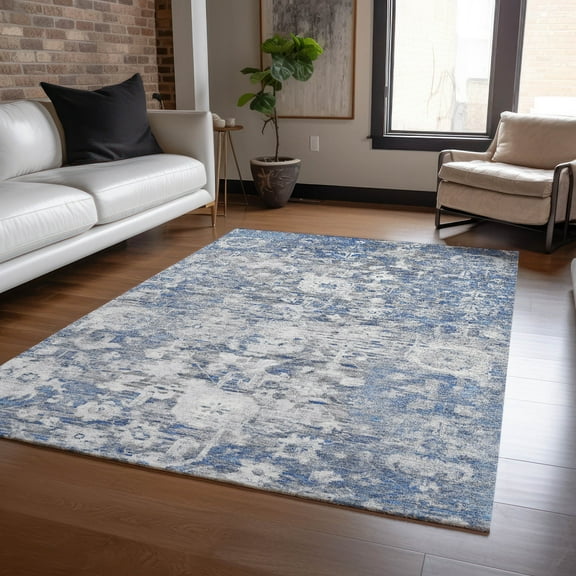 Addison Rugs Chantille Indoor/Outdoor Traditional Formal Blue Washable Rectangle Rug, 10' x 14'