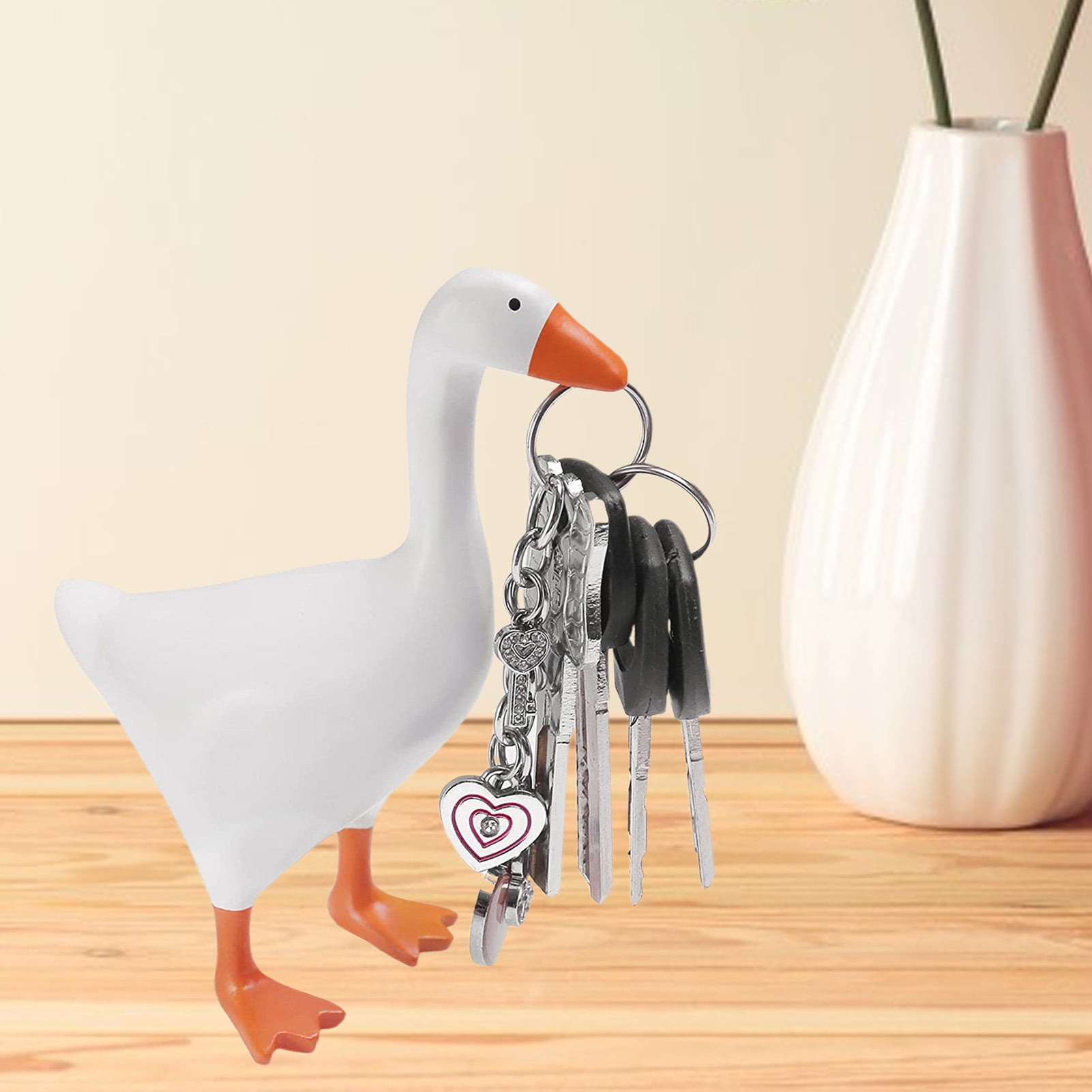 BetterZ Goose Key Holder Realistic Looking Waterproof Synthetic Resin Miniature Goose