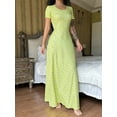 thumbnail image 3 of Biezeib Women's Floral Print Long Dress Short Sleeve U-Neck Tie Back A-Line Dress for Summer, 3 of 6
