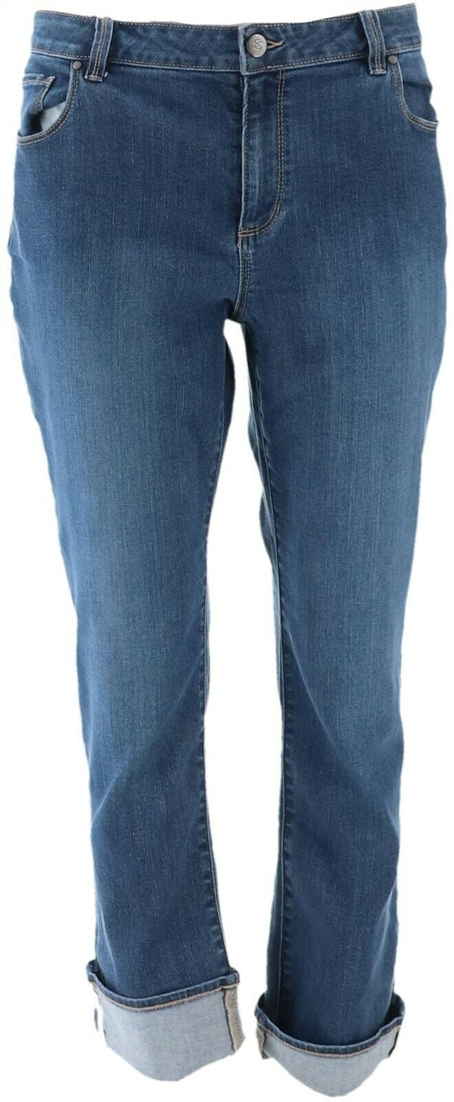 Susan Graver - Susan Graver Petite Denim Cuffed Ankle Jeans Women's ...