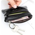 thumbnail image 2 of Monedero de cuero para hombre y mujer, Cartera de mano con doble cremallera, pequeño cambio, suave, Mini tarjetero, bolsillo para dólares, 2 of 4