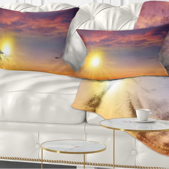 Designart Beautiful Panoramic Sunset - Landscape Printed Throw Pillow - 12x20