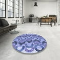 thumbnail image 4 of Ahgly Company Machine Washable Indoor Square Transitional Slate Blue Area Rugs, 8' Square, 4 of 7
