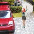 thumbnail image 3 of Tiny 1/64 Collectible Diorama Fitness Woman Man Figure Street Train Road - skirt girl red, 2.8-3cm, 3 of 10