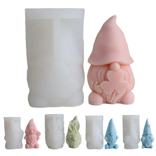 Moldes de silicona 3D, 4 moldes para velas de resina navideña, mini moldes de fundición de resina epoxi, gnomo lindo reutilizable