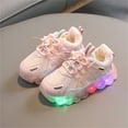 thumbnail image 2 of hopeusnice Kids Color Block Chunky Sneakers Lace Up Round Toe Non Breathable Outdoor Sports Casual Footwear Pink 24, 2 of 5