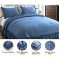 thumbnail image 4 of D.N.G. BEDDINGS 3 Piece Luxury 5 Inch Two Layer Ruffle Comforter Set Premium Super Soft, 800 TC, 100% Egyptian Cotton, Super Soft, Oversized Super King Size Medium Blue Color, 4 of 7
