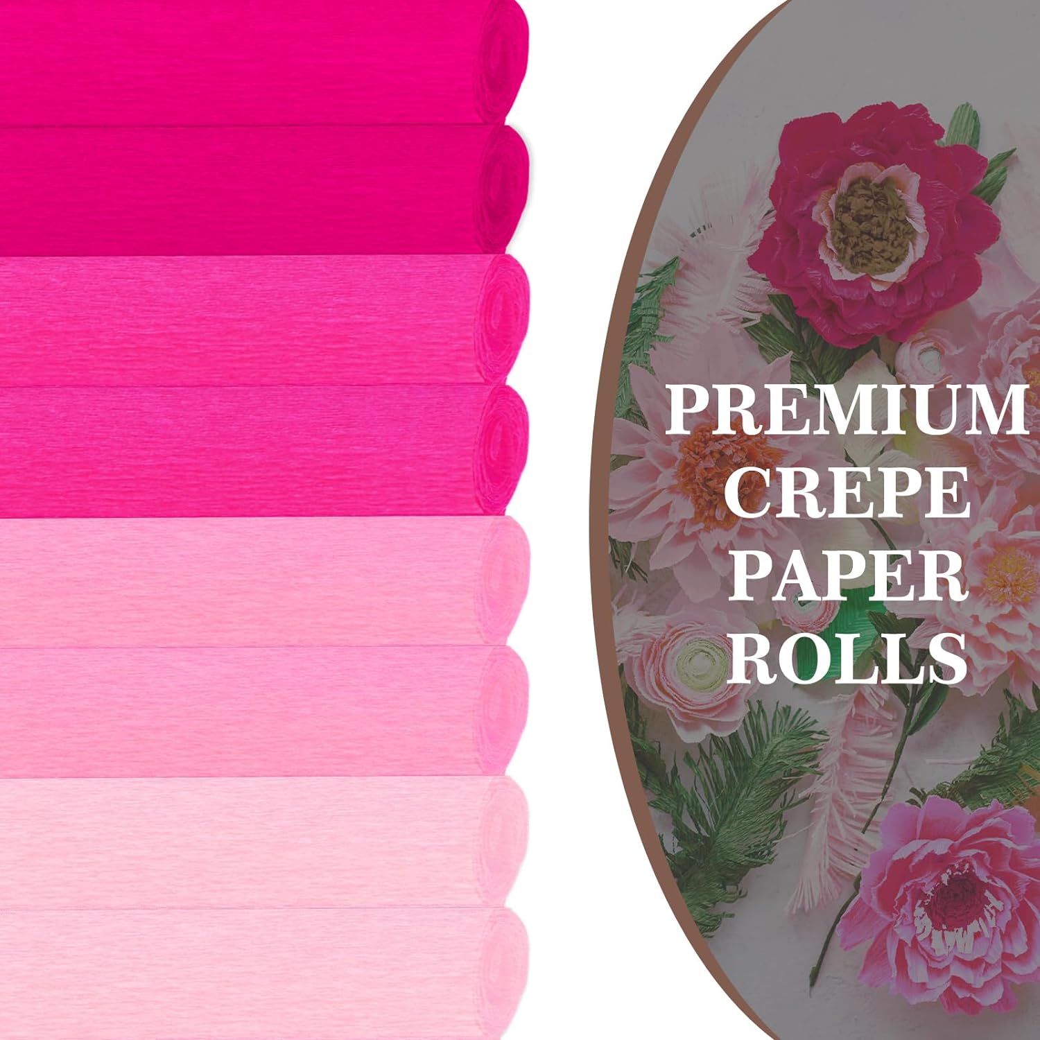 8 Rolls 65.6ft Pink Crepe Paper Streamers 25 x 250cm 4 Colors Party Streamers Pink Theme Crepe Paper Roll Decorative Craft Streamer for DIY Gift Wrapping Crafts Decor
