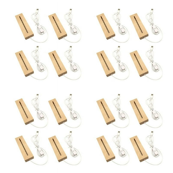 16X Wooden Rectangle Light Base,Wood LED Display Base Pedestal Light Lamp Stand for Acrylic,Crystal,Night Light