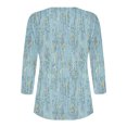 thumbnail image 3 of Blusas para las Mujeres Casual, 3/4 Manga Floral Estampado Camiseta de Moda Top Hecho de Poliéster Transpirable Suave para el Uso Diario de Primavera Otoño, Tops de Blusa para las Mujeres, 3 of 8