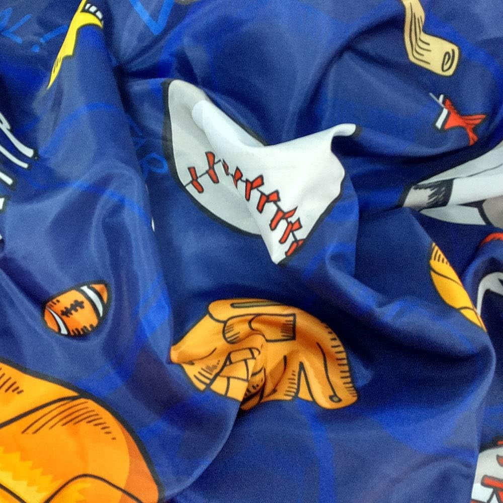 Sports Shower Curtain for Kids Children Teens, Basketball Football Baseball Hockey Star Blue Shower Curtain Sports Bathroom Decor, Fabric Baseball Shower Curtain Set with Hooks (72X84), Blue