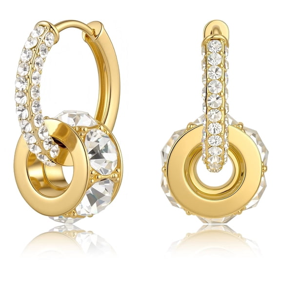 Gold Hoop Earrings for Women,Hypoallergenic Cubic Zirconia Dangle Huggie Earrings with 925 Sterling Silver Post,18K Gold Plated Small Lightweight Earrings for Gift (Gold)