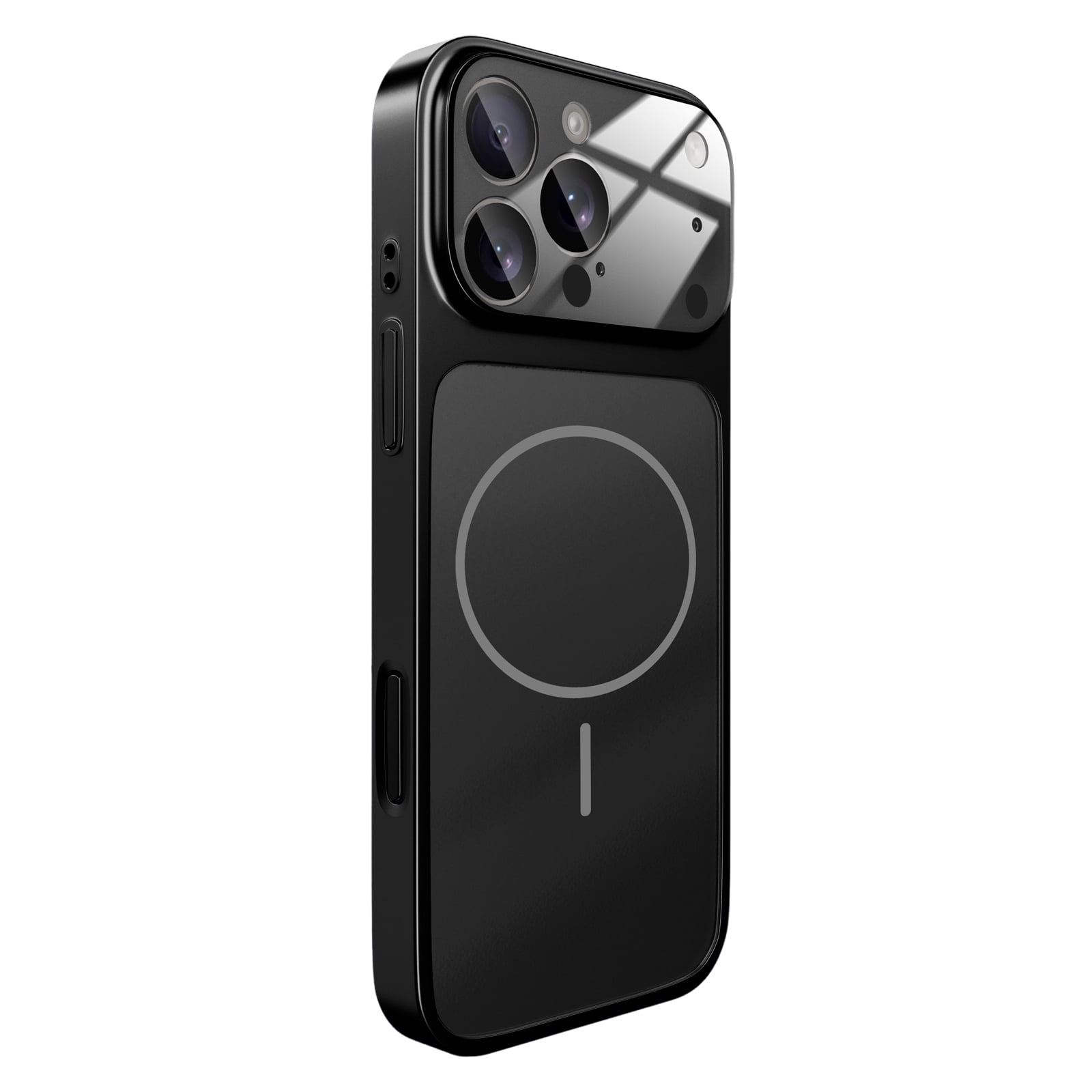 for iPhone 14 Pro Magnetic Anti-Scratch Tempered Glass Case Camera Lens Protection, Upgrade to iPhone 17 Pro Max Look, Luxury Shockproof Lightweight Ultra Slim Hard PC Phone Cover, Black
