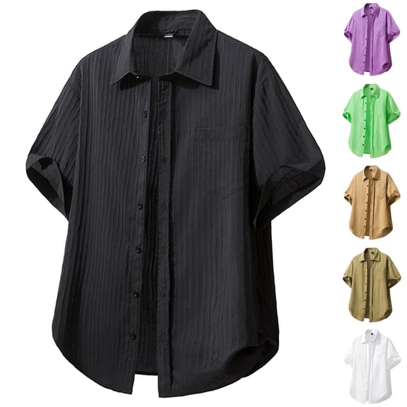 YOIAVAIOY Hawaiian Shirt for Men Button Down Short Sleeve Shirts Lightweight Casual Summer Beach Shirts Purple M