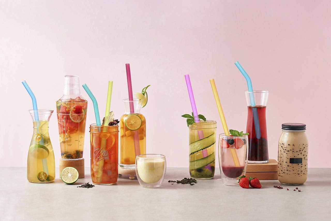  LIFEHIM Colored Glass Straws Drinking Reusable: Travel Glass  Drinking Straws with Gift Case Short Glass Straws 6 inch 8mm Thick Glass  Cocktail Straws : Everything Else
