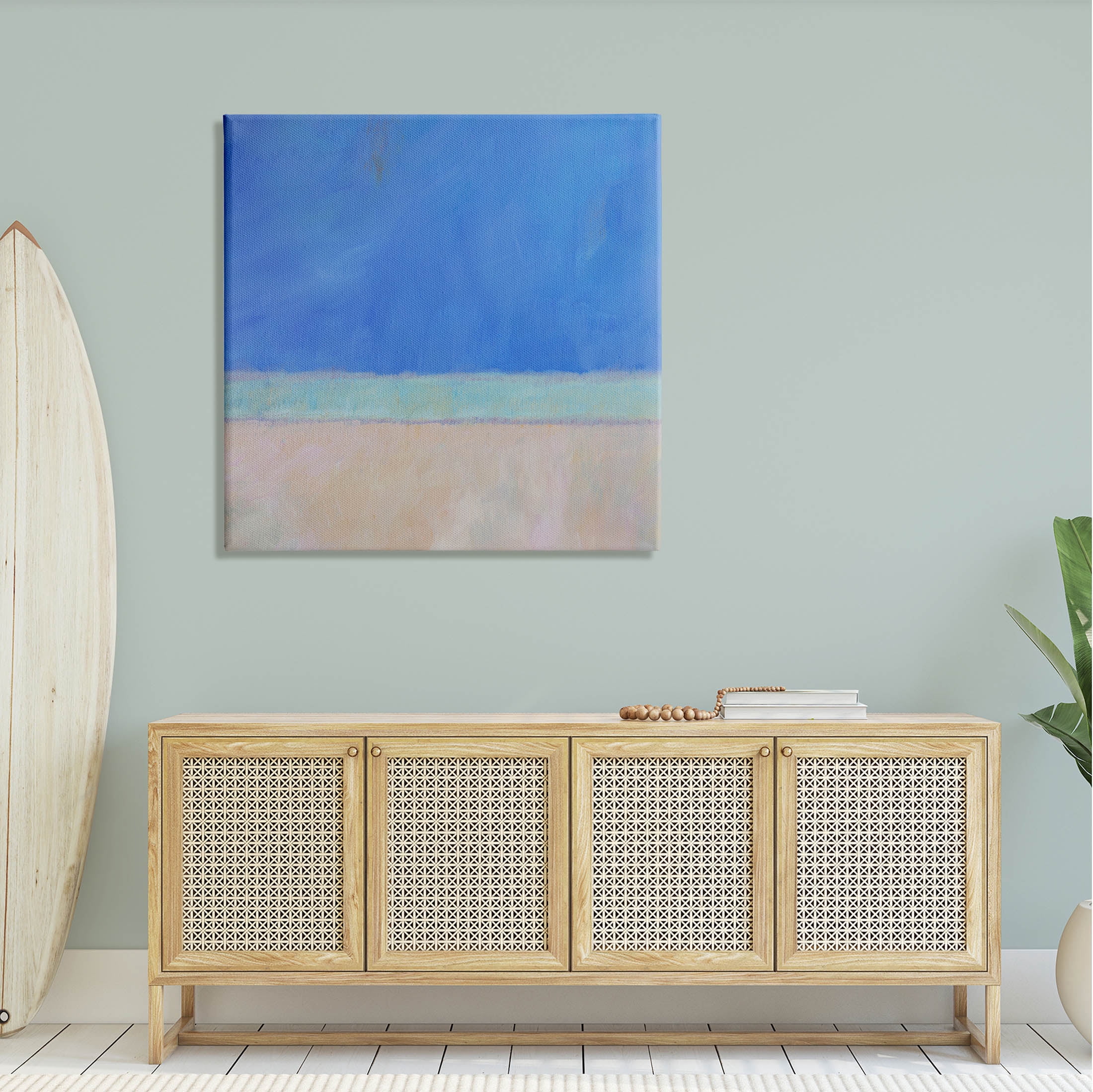 Stupell Industries Abstract Blocked Landscape Blue Stripe Painting Gallery Wrapped Canvas Print Wall Art, Design by Carol Young