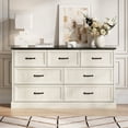 thumbnail image 5 of YouTrend 7 Drawer Dresser,Farmhouse Chest of Drawers for Bedroom with Metal Handles,Large Wood Drawer Organizer 55" Wide TV Stand for Living Room,Hallway,White, 5 of 10