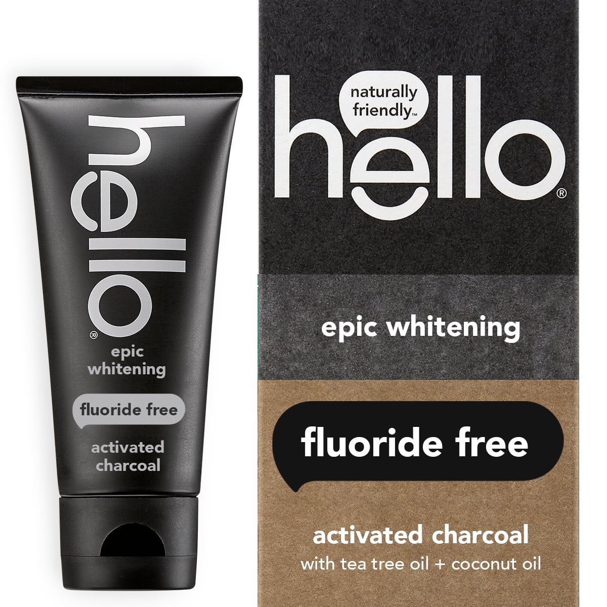 Hello Activated Charcoal Epic Whitening Fluoride Free Toothpaste, Fresh Mint + Coconut Oil, 4.0oz
