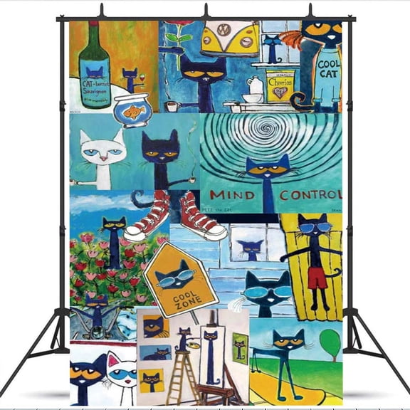 Pete the Cat Background Wall Decor Taspestry Poster Banner Backdrop Party Supplies