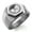 Silver, variant on Stainless Steel Yin Yang Ginkgo Leaves Kamon Crest Engraved Hexagon Crest Flat Top Biker Style Polished Ring