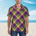 thumbnail image 4 of Bixox Men's Hawaiian Shirts Men's Mardi Gras Plaid Print Short-Sleeve Shirt-3X-Large, 4 of 8