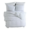 thumbnail image 2 of 3 Piece King Comforter Set with Pinstripe Pattern, White and Black- Saltoro Sherpi, 2 of 2