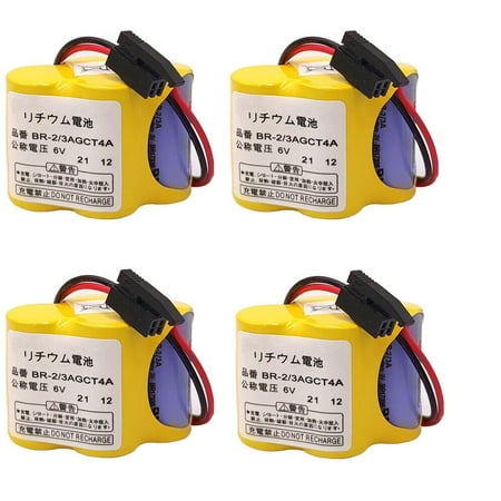 4X BR-2/3AGCT4A BR2/3AGCT4A Battery for FANUC A98L00310025 Black Plug US