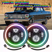 Pair 7" RGB Round LED Headlights Hi/Lo Beam Sealed - for Chevrolet Chevy Nova 1963-1978