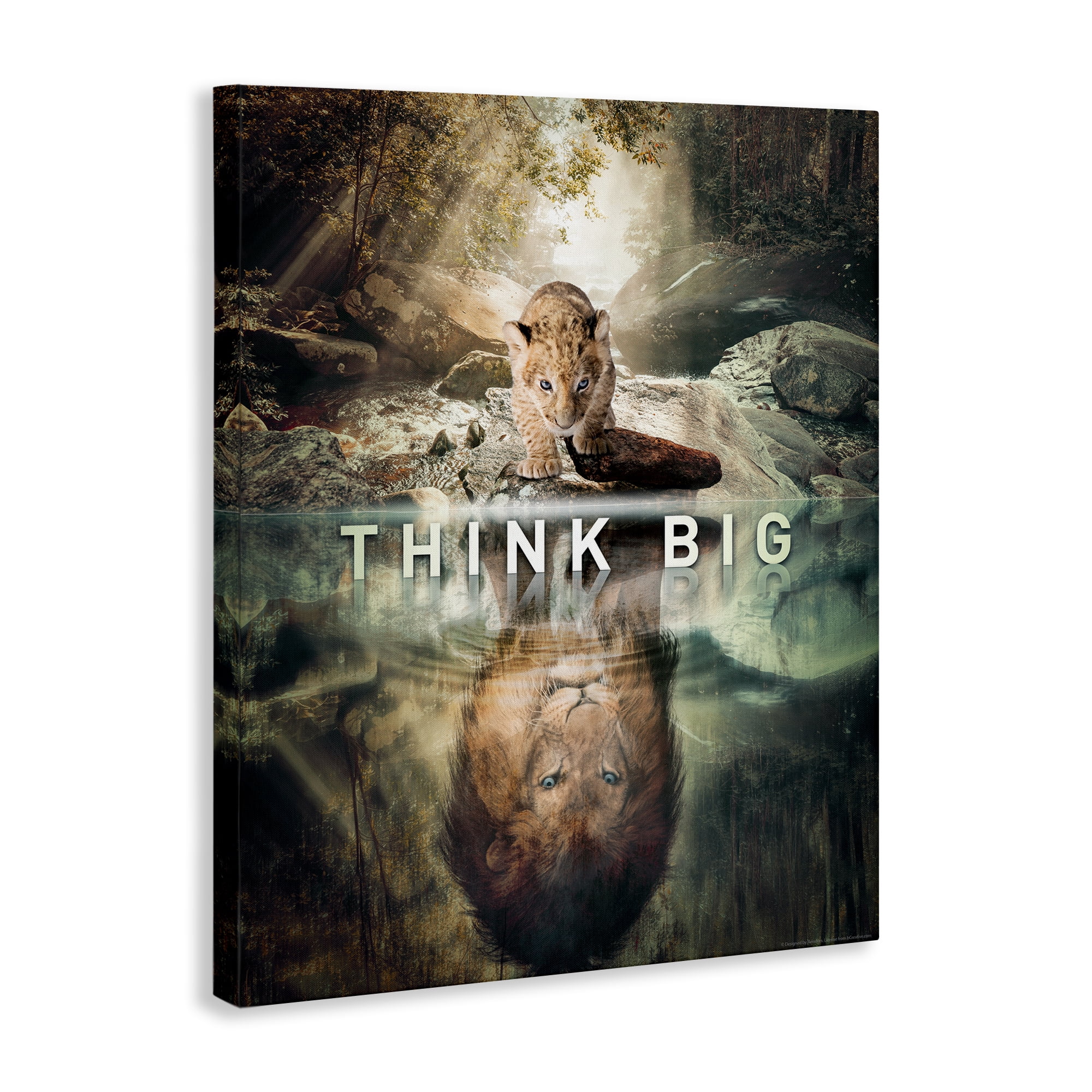 Stupell Industries Think Big Lion & Cub Animals Painting Wrapped Canvas Art Print Wall Art, 30 x 40