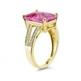 thumbnail image 2 of SZUL Women's  Emerald  Cut Pink  Topaz and Diamond Ring 10k Yellow  Gold, 2 of 3