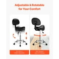 thumbnail image 4 of VEVOR Saddle Stool Swivel Stool with Backrest PU Leather Height Adjustable Black, 4 of 9