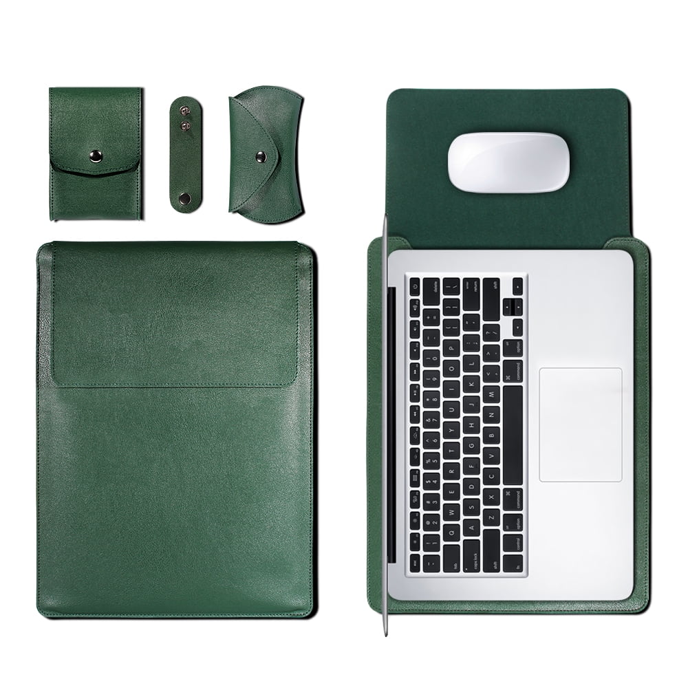 Mouse Pad Pouch Notebook Bag for Xiaomi MacBook Air 11.6 12 13 Cover Retina Pro 16 15 15.6 PU Leather Laptop Sleeve Case Funda Green 13 inch Walmart