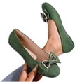 thumbnail image 4 of Ladies 2026 Summer Flat Shoes Solid Color Vintage Bow Low Cut Soft Sole Slip On Lightweight Cushioned Orthopedic Arch Support Wide Toe Box Comfort Walking Daily Footwear Green 39, 4 of 9