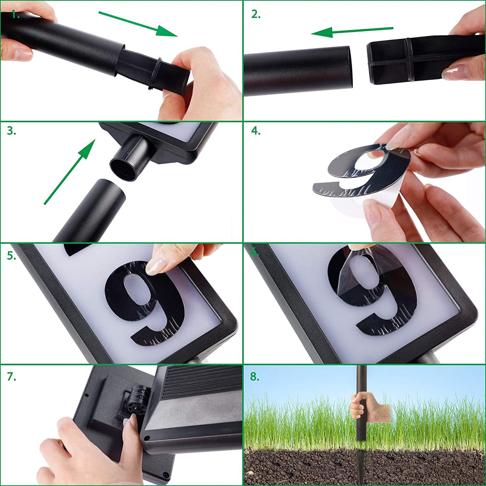 Solar Address Sign, House Numbers for Outside, Lighted Address Plaque Outdoor Waterproof, Illuminated LED Address Numbers for Yard Home