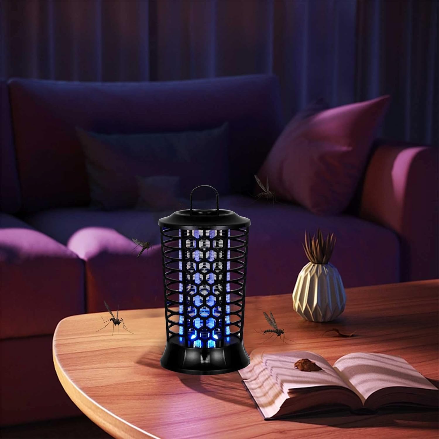 Cetilox Solar-Powered Mosquito Killer Lamp, 360 with Hanging Hook, Safe Bug Zapper for Indoor/Outdoor Use in Garden & Patio