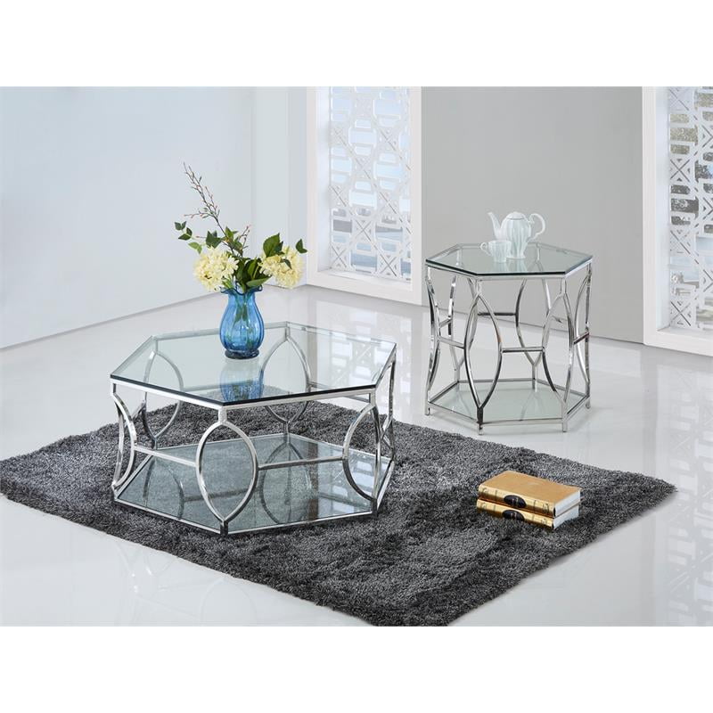 Best Master Brooke Hexagonal Clear Glass And Steel Frame End Table In Silver Com - Brooke Hexagonal Coffee Table Best Master Brooke Hexagonal Clear Glass And Steel Frame End Table In Silver Com - Brooke Hexagonal Coffee Table