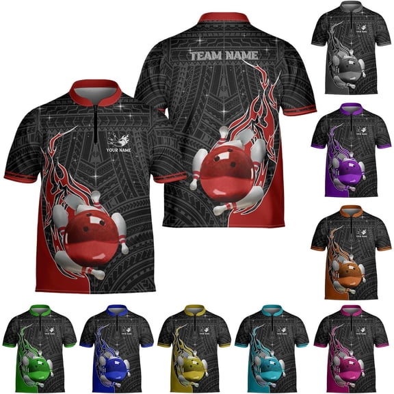 Personalized Name Bowling Baseball Jersey, Bowling Shirts for Men, Bowling Jerseys for Team, Bowling Shirts (Red, S)