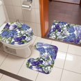 thumbnail image 5 of Spring Flower Bathroom Rugs Set Retro Blue Hydrangea Purple White Floral Green Leaf Non Slip Absorbent Soft Bath Mats 3 Piece Set with Bathroom Rug, U-Shaped Floor Mat, Toilet Seat Cover Small Size, 5 of 9
