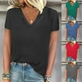 thumbnail image 5 of FAIWAD Womens Summer Tops Short Sleeve V Neck Pullover Shirts Loose Casual Solid Color Basic Tops, 5 of 5