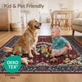 thumbnail image 4 of ODIKA 4'x6' Ultra-Soft Area Rug, Vintage Ornate Web Border Carpect Deepburgundy Pink Maroon Traditional None Washable, Bare feet friendly, Silk-Touch for Bedroom Home office, 4 of 7