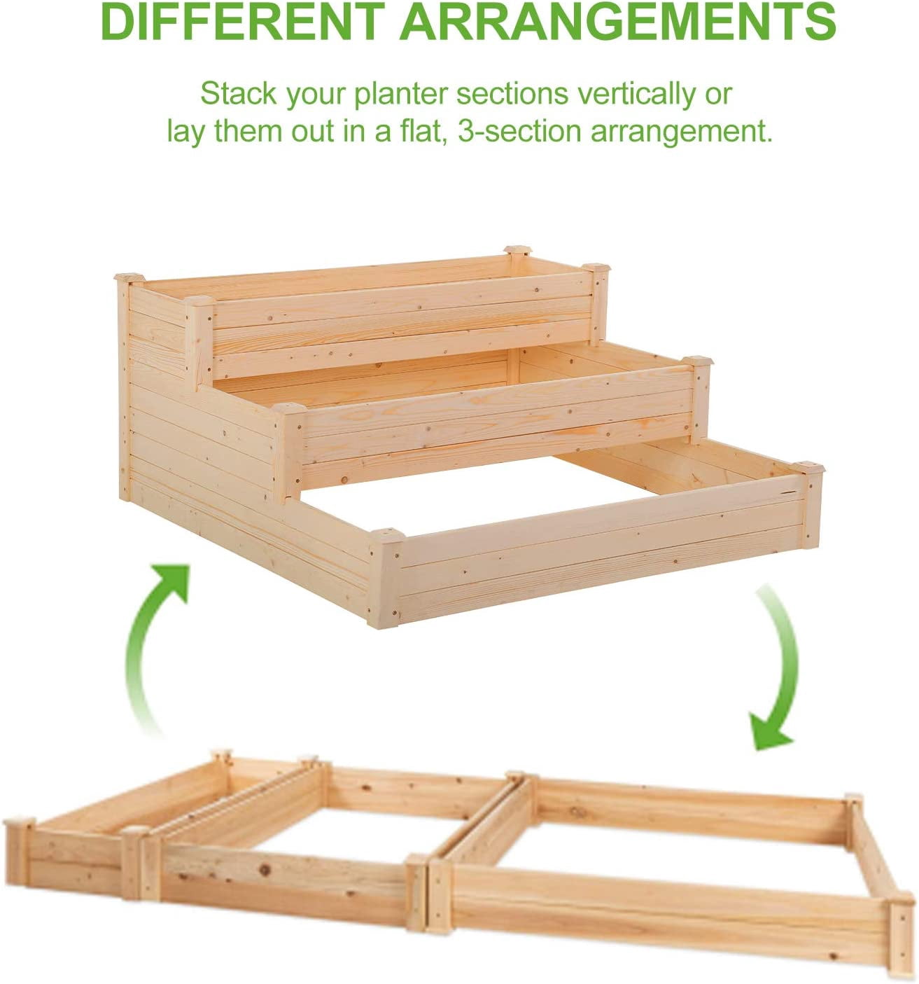 3-Tier Raise Garden Bed, Elevated Garden Bed Kit Wooden Planter Box 48x48x22 inch Elevated Planter Box for Plants Herbs Vegetables, Natural