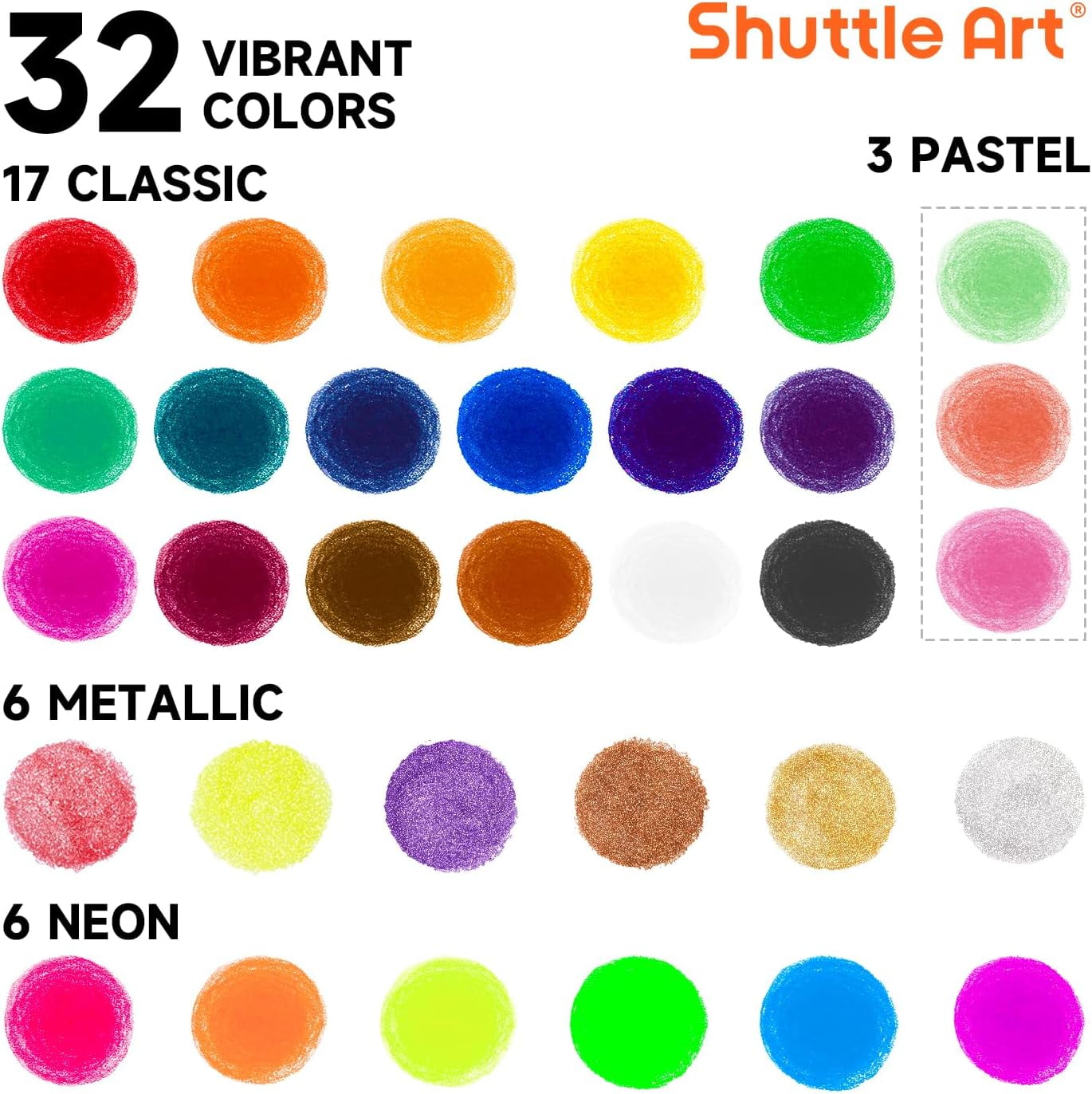 Tempera Paint Sticks, 32 Colors Solid Tempera Paint for Kids, Super Quick Drying, Works Great on Paper Wood Glass Ceramic Canvas