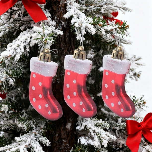 ZZkhGO White Red Christmas Balls, 3 Pcs Holiday Balls for Decor